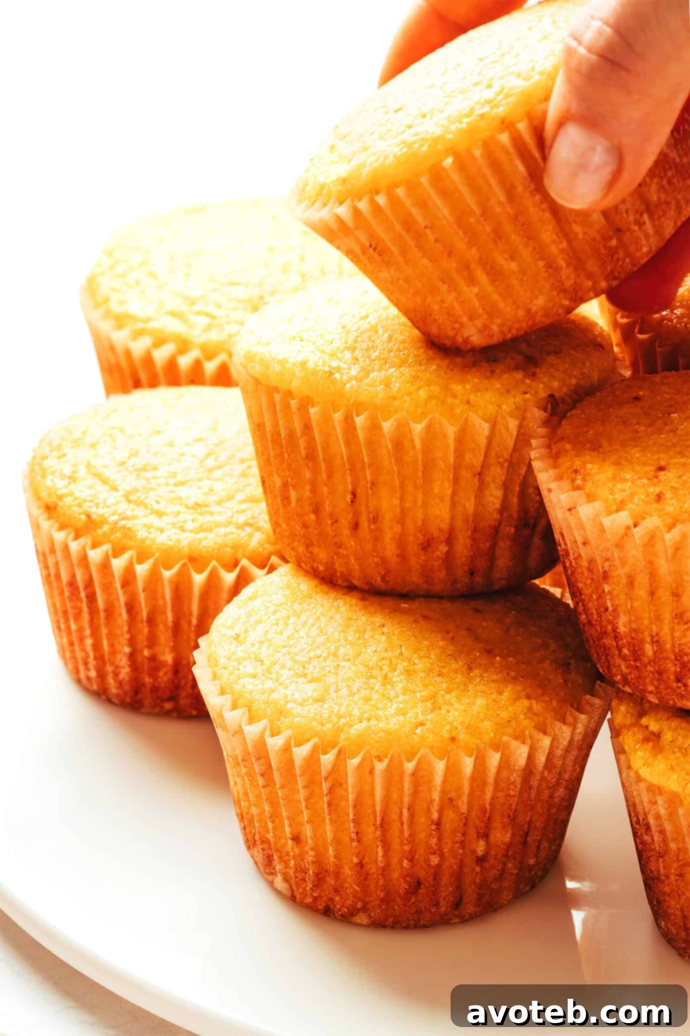 Golden brown cornbread muffins on a cooling rack
