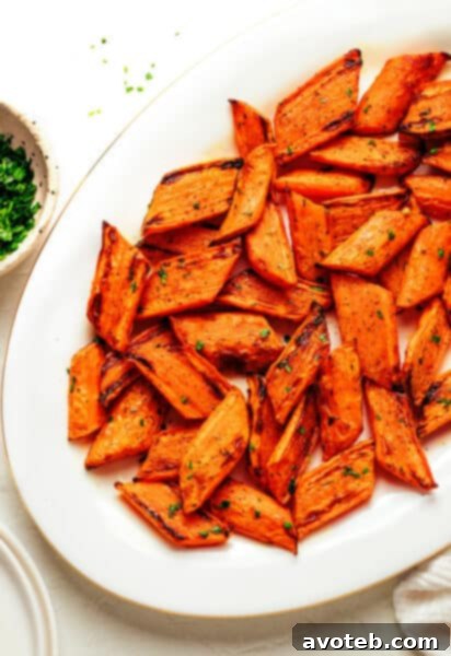 Air fryer carrots served on a platter