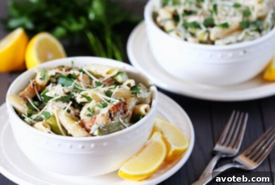 Lemon Rosemary Pasta with Chicken, Asparagus & Spinach, a quick and delicious weeknight meal