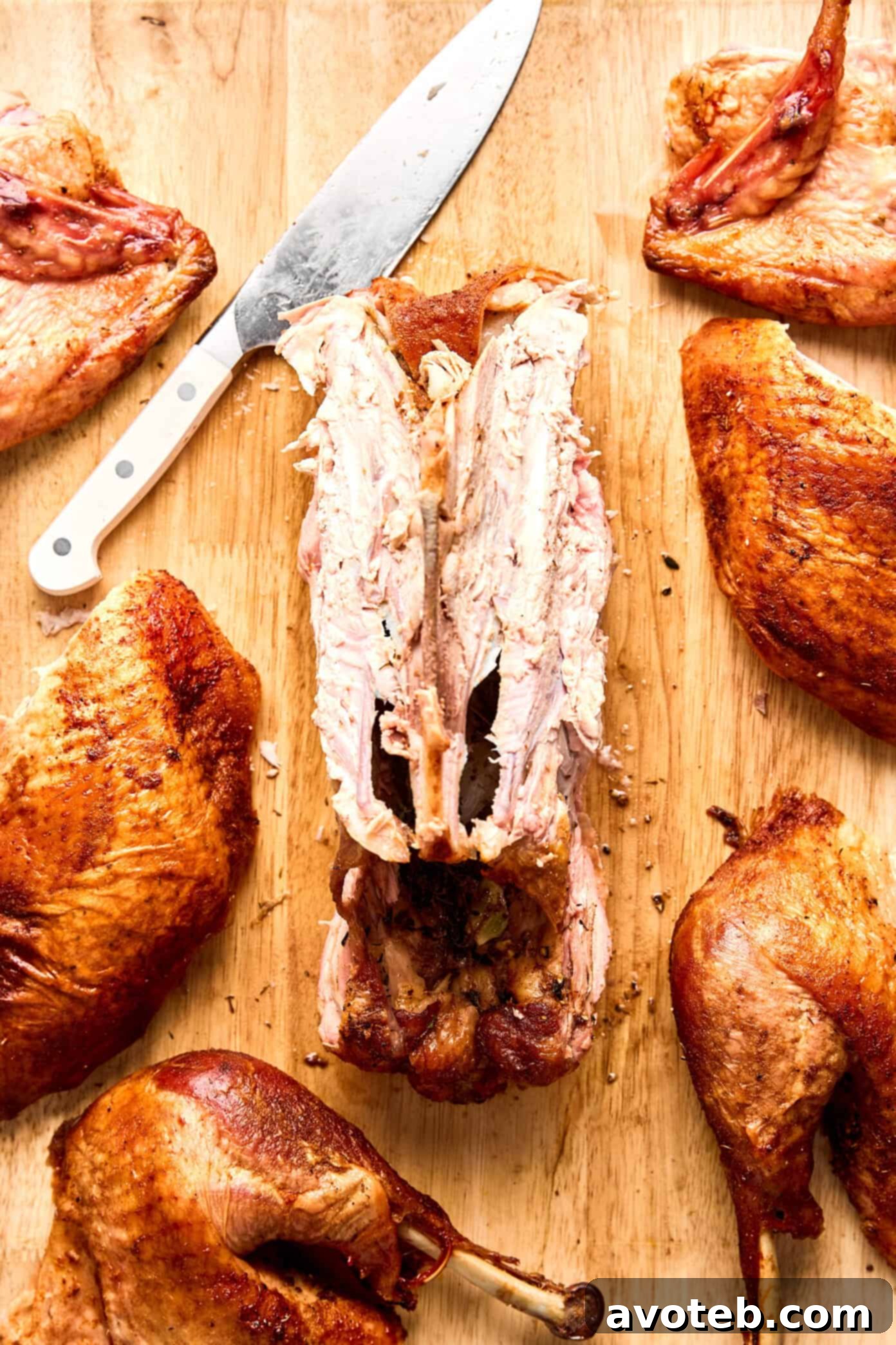 Step 5: Separating the turkey thigh from the drumstick at the joint