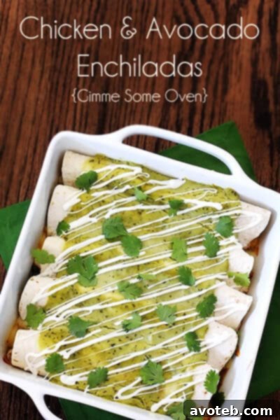 Chicken & Avocado Enchiladas | gimmesomeoven.com Another perspective of Chicken & Avocado Enchiladas on a plate