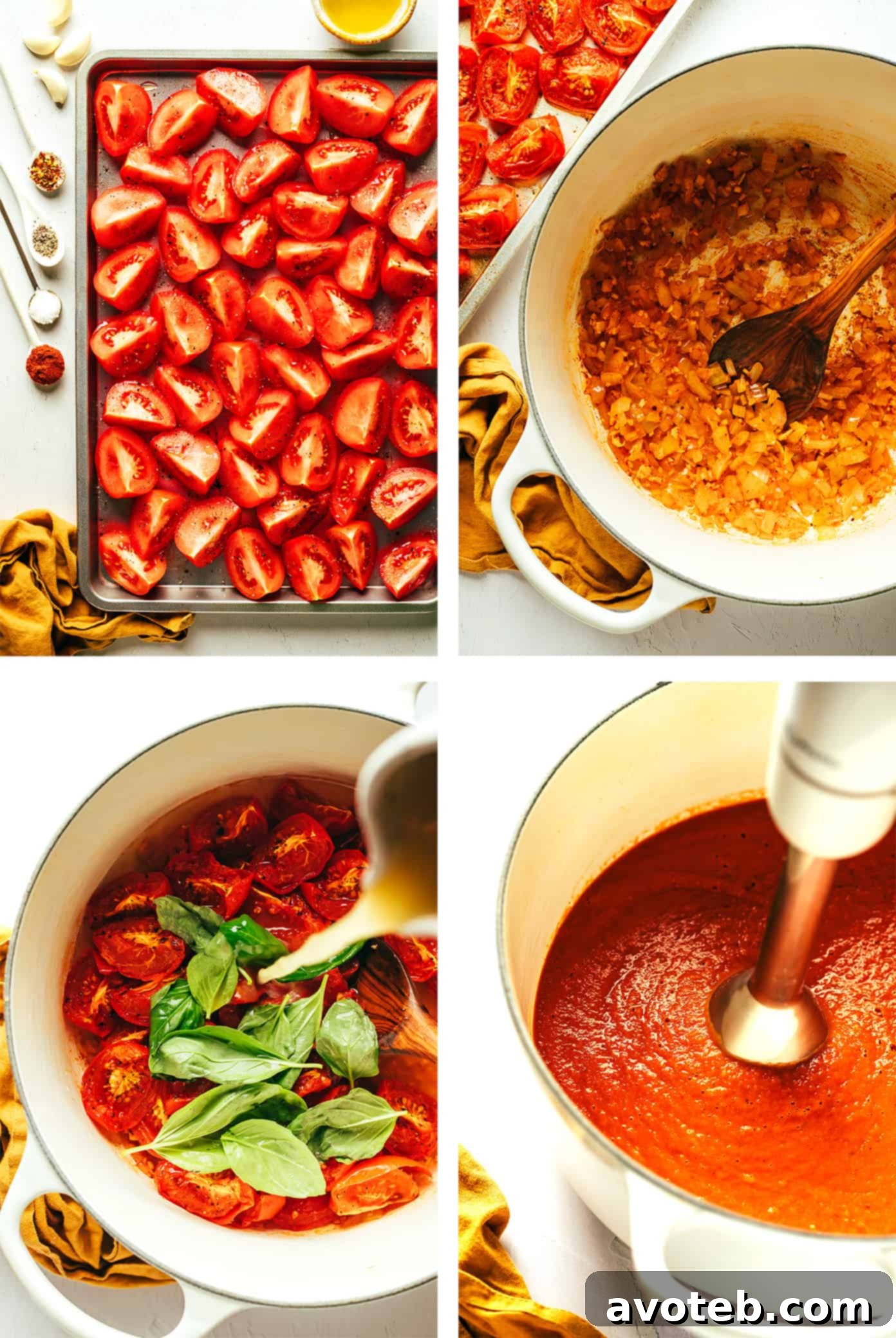 Rustic Roasted Tomato Warmth 4 Steps for making Roasted Tomato Soup