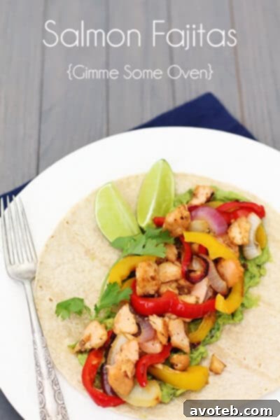 Close-up of a salmon fajita, ready to be eaten.
