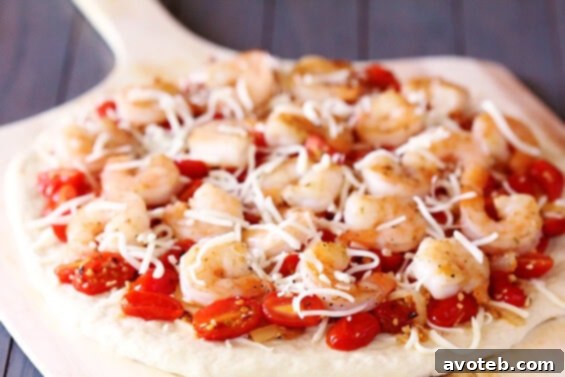 Close-up of Shrimp Fra Diavolo Pizza