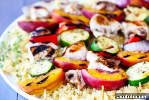 Grilled Peach & Chicken Kabobs