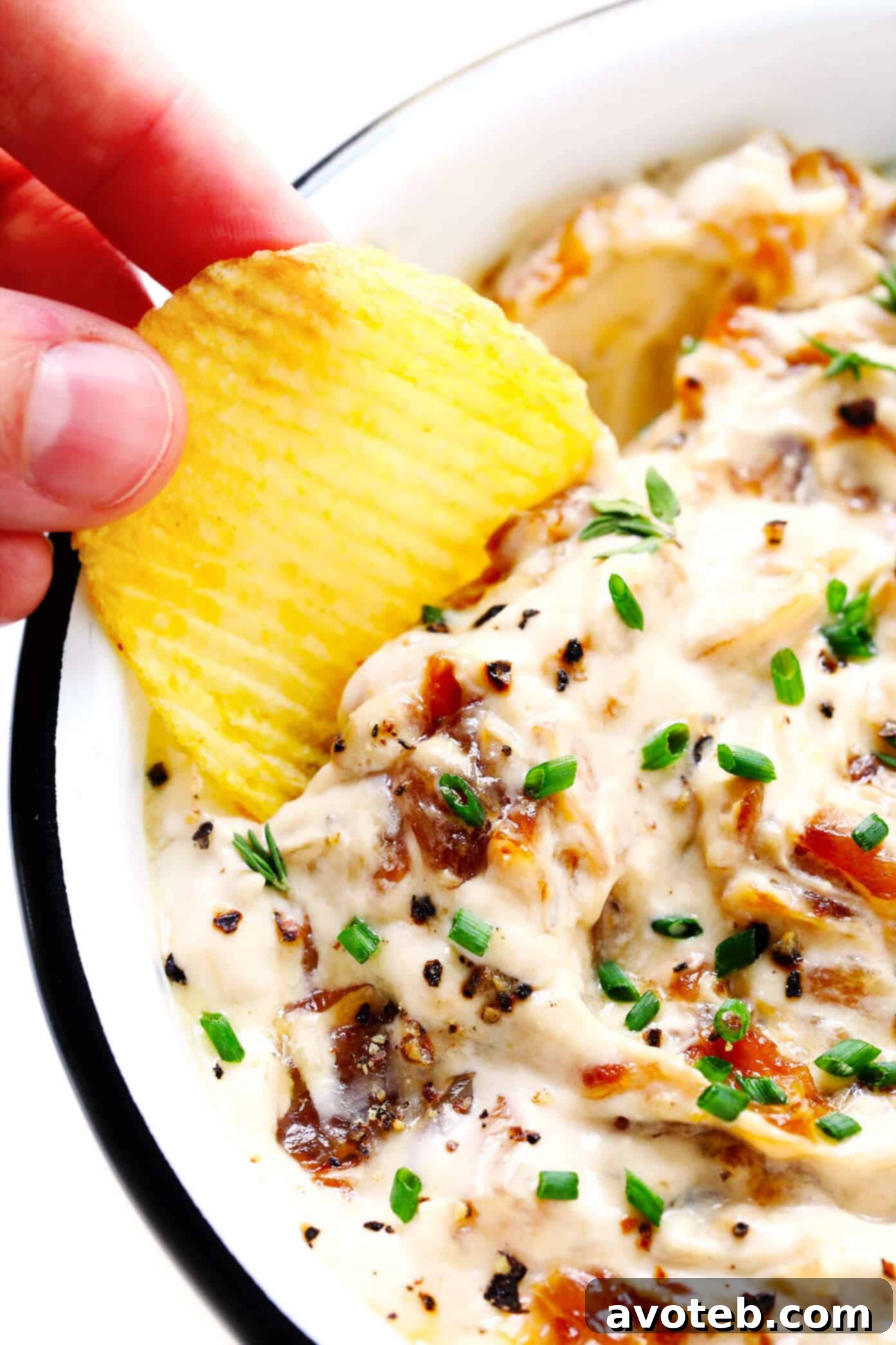 French Onion Dip with Crispy Potato Chips