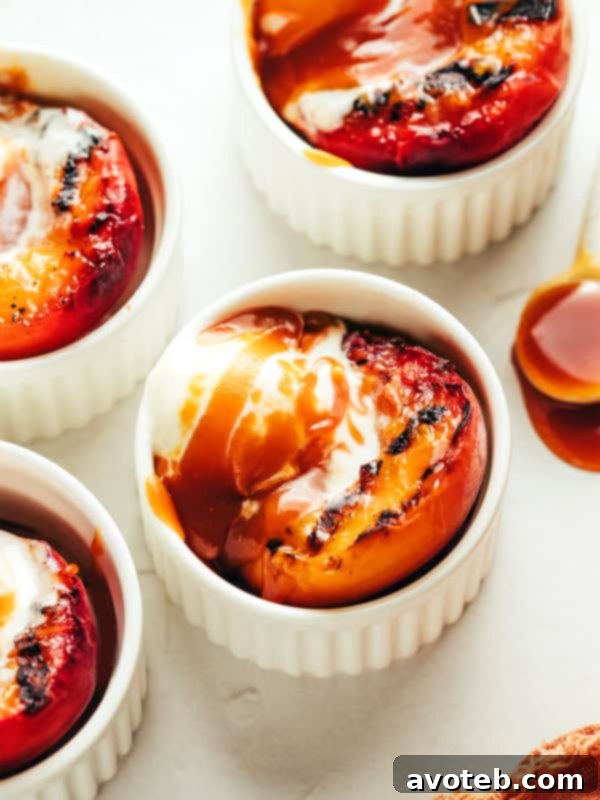 Grilled Peaches with Bourbon Caramel Sauce