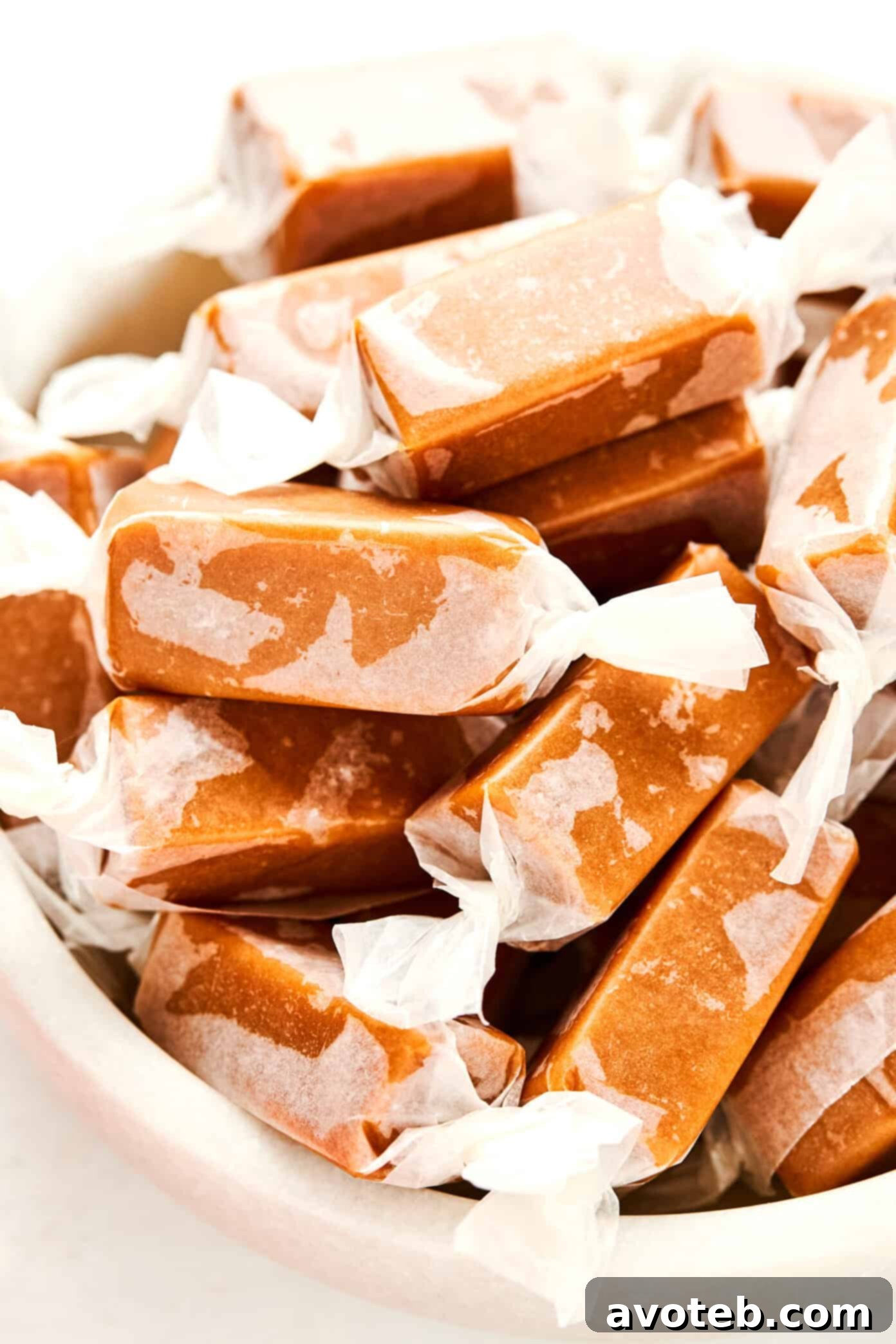 Close-up shot of the final salted caramels