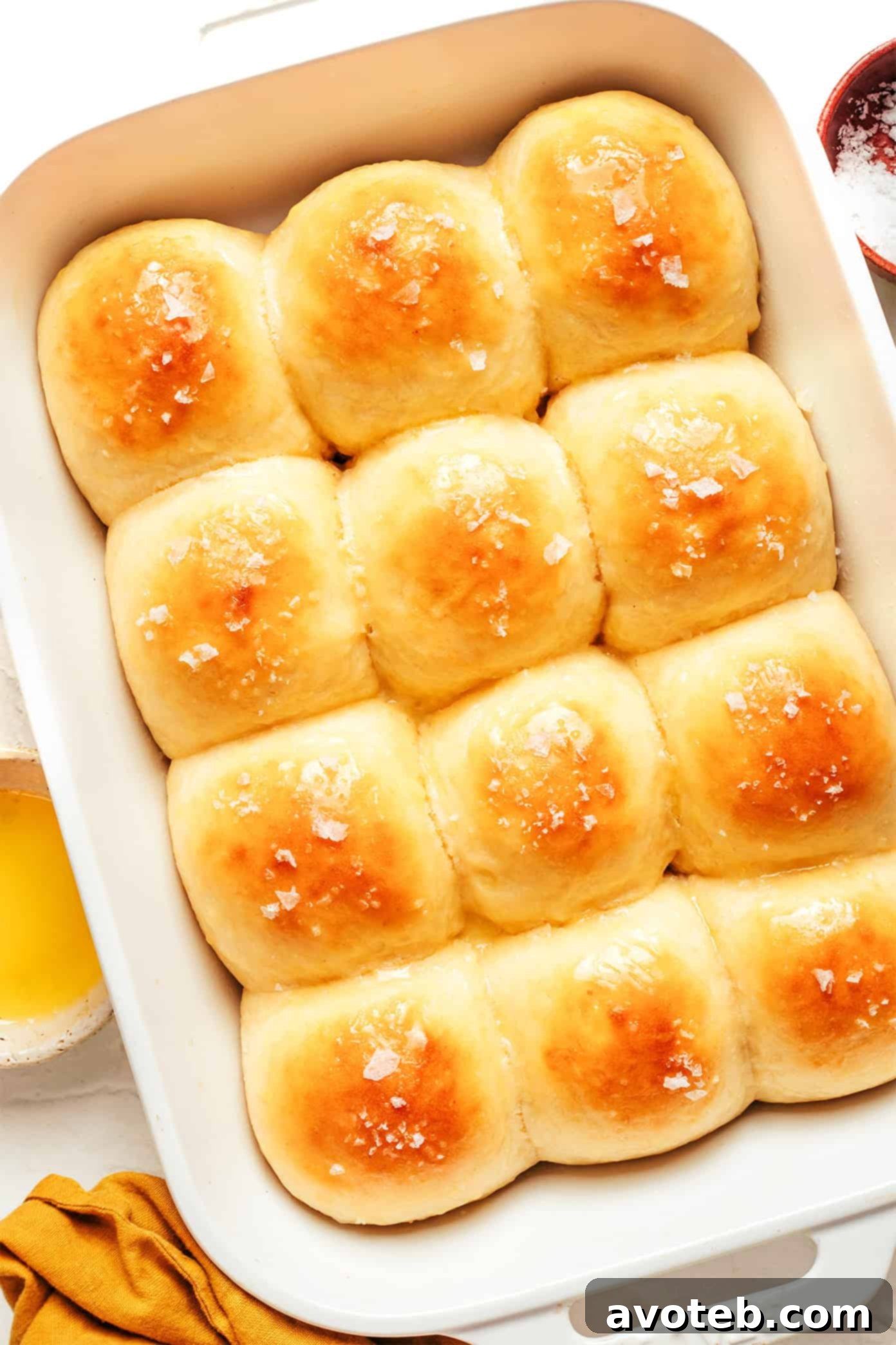 Golden brown cottage cheese dinner rolls fresh from the oven