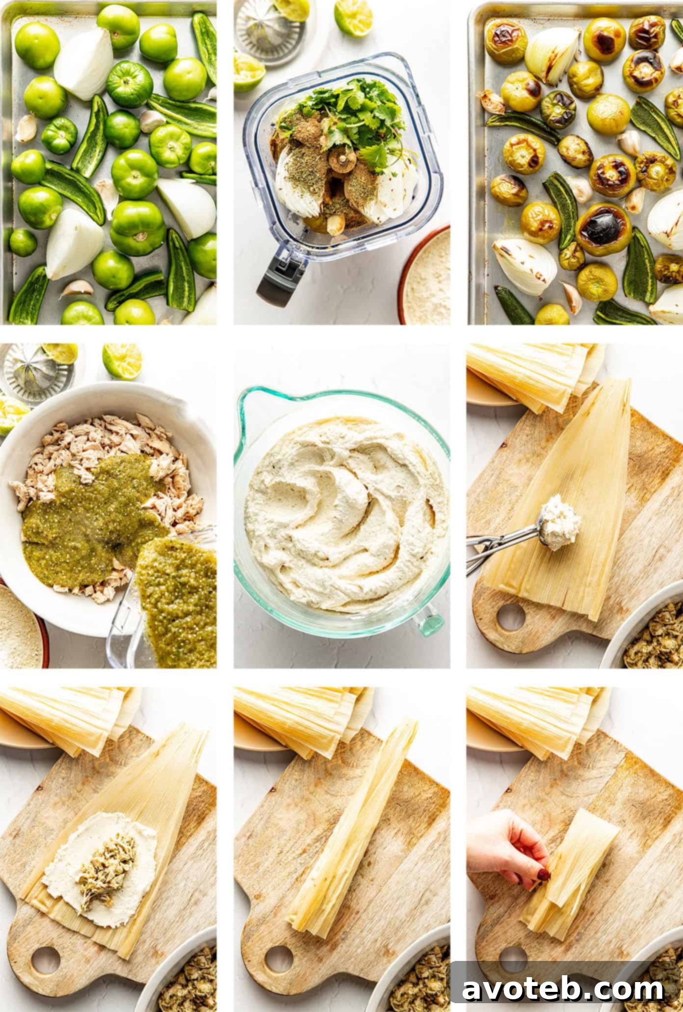Preparing Green Chicken Tamales for steaming