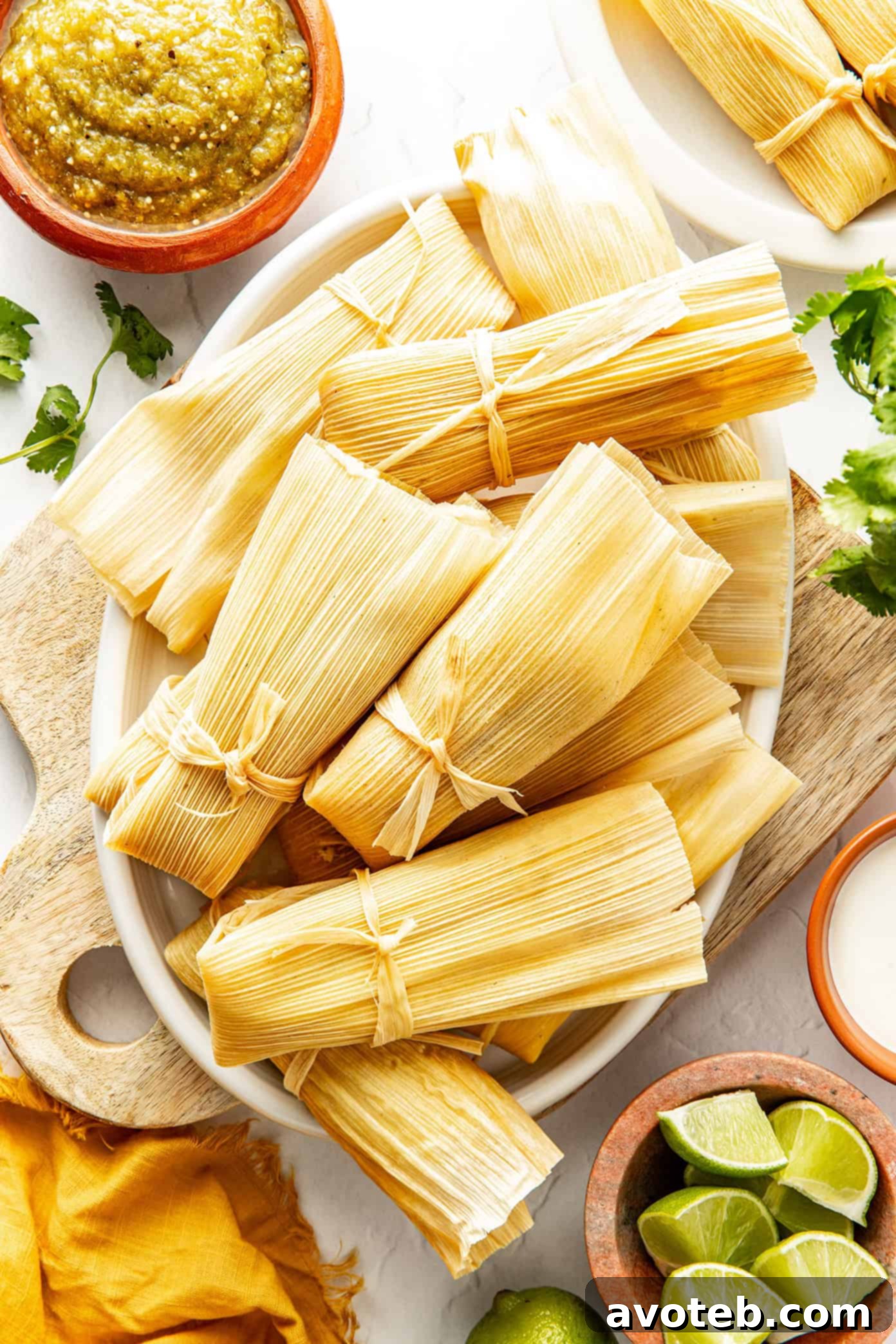 Finished Green Chicken Tamales on a plate