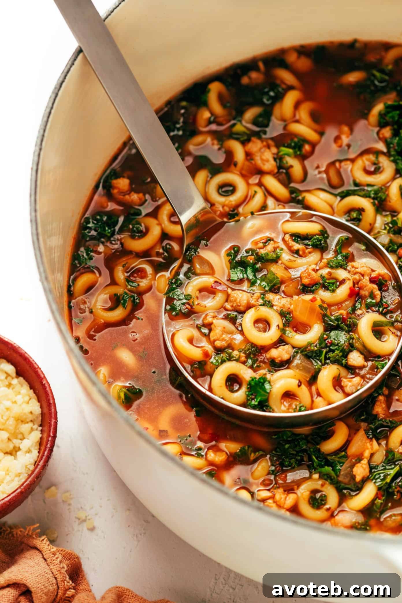Bowls of SpaghettiOs and Sausage Soup