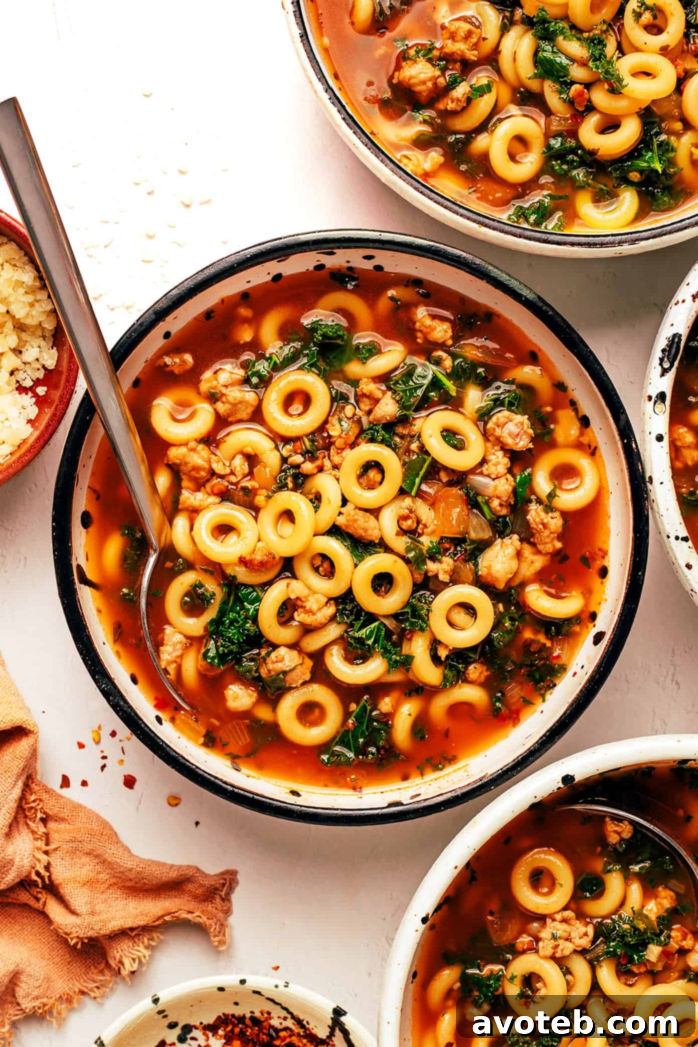 Finished SpaghettiOs and Sausage Soup with Parmesan