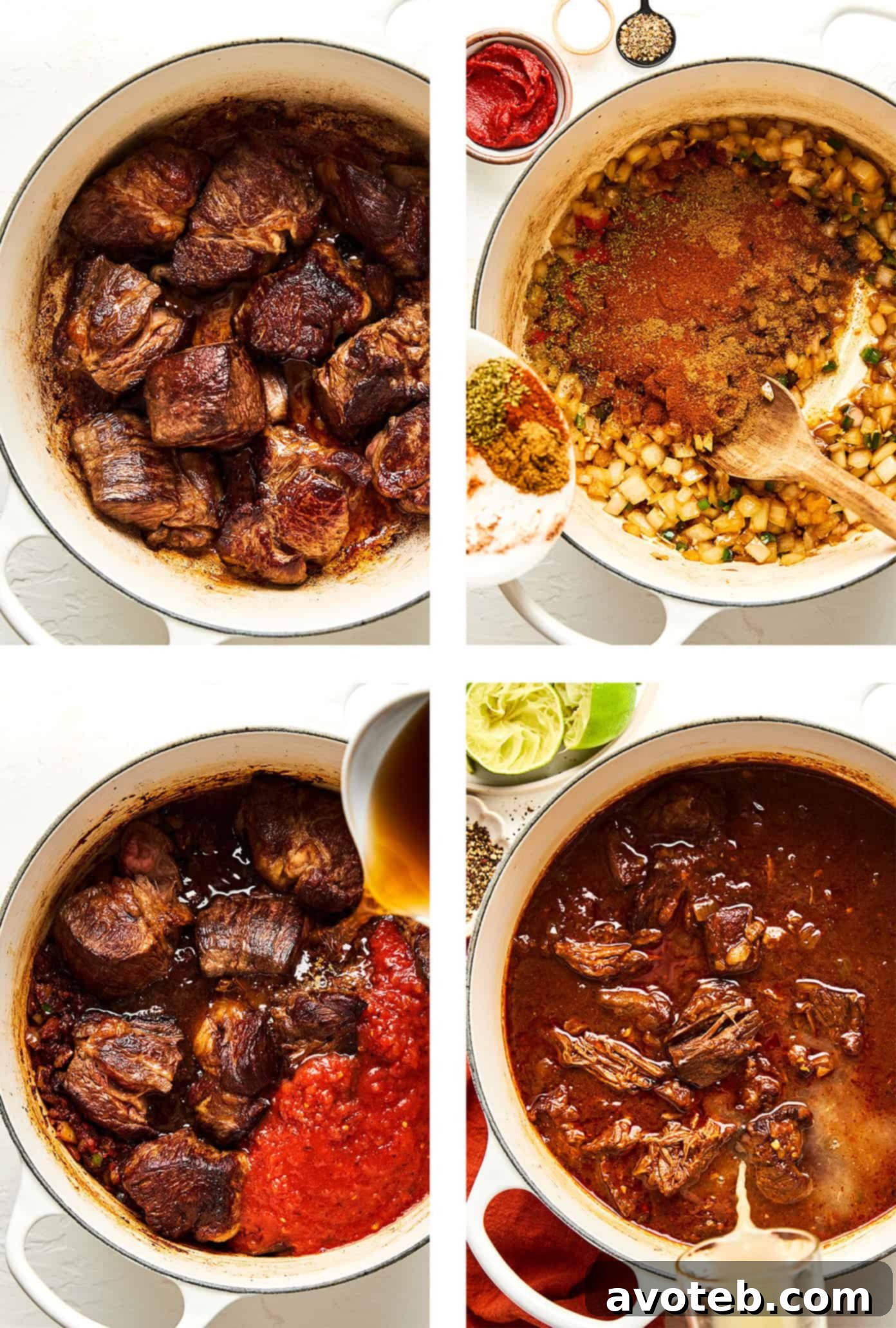 Close-up of Texas Chili simmering in a pot