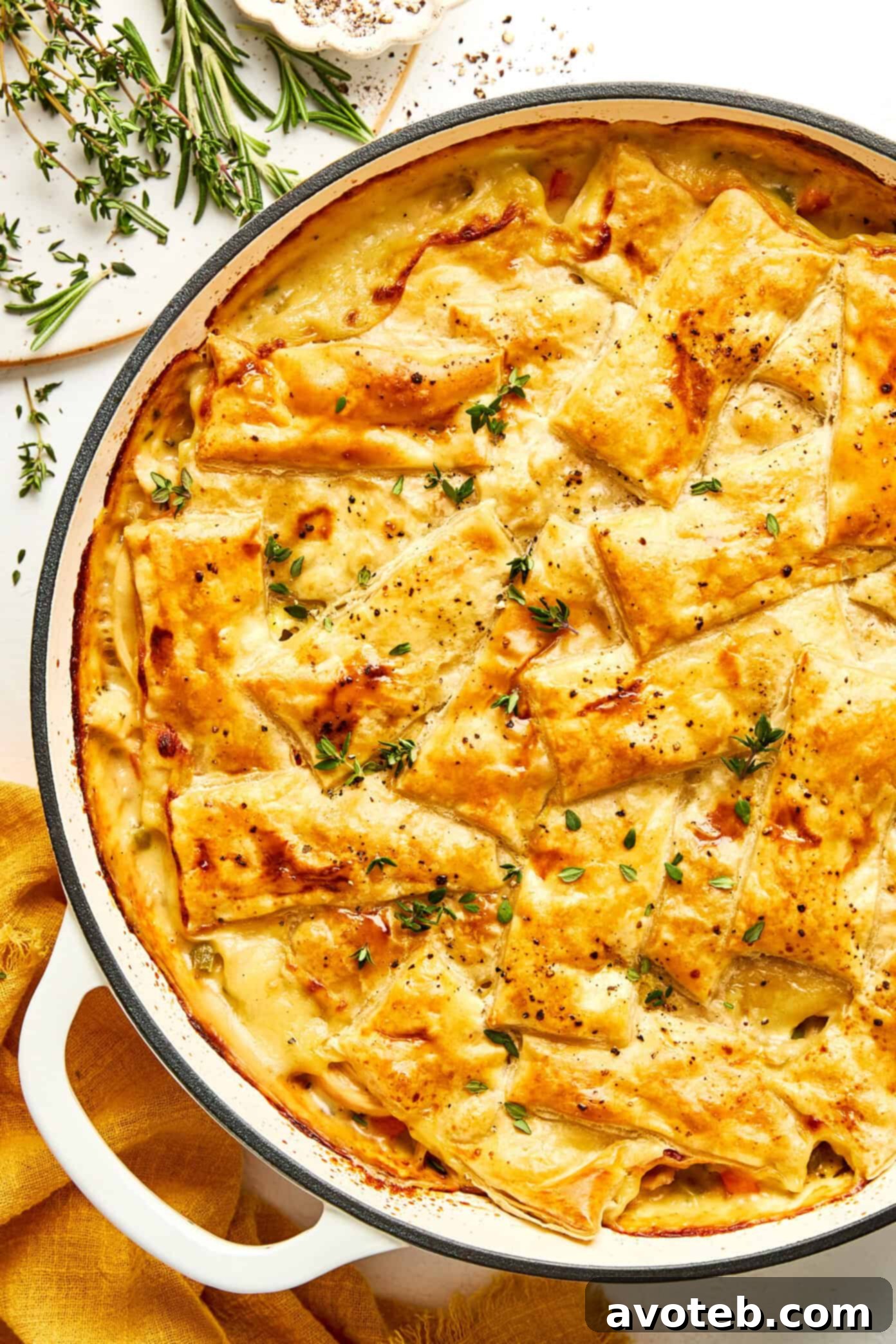 Puff Pastry Chicken Pot Pie with Fresh Herbs