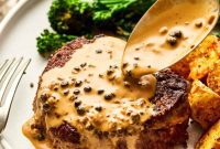 Pan-Seared Filet Mignon with Creamy Peppercorn Reduction