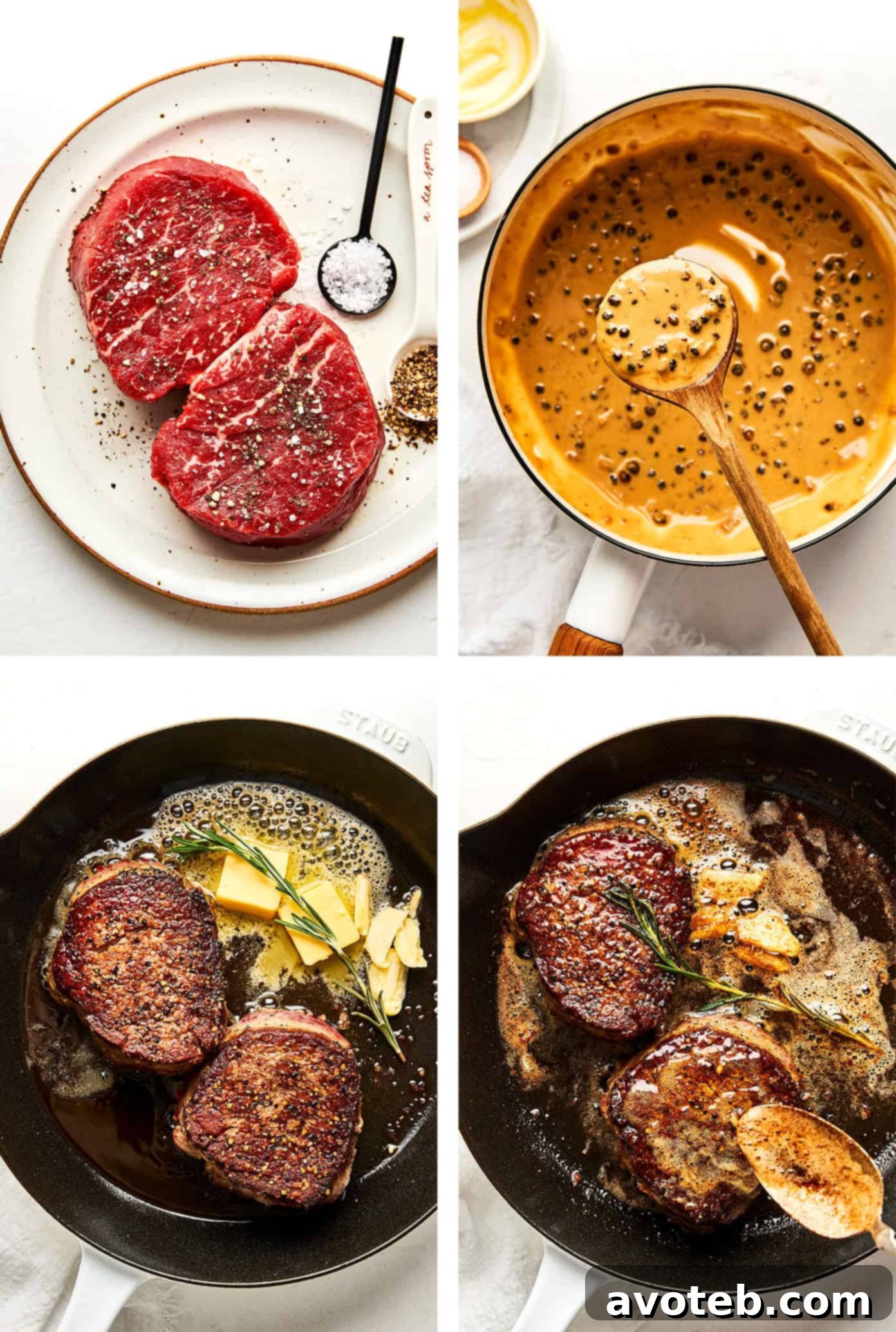 Step-by-step photos of making filet mignon