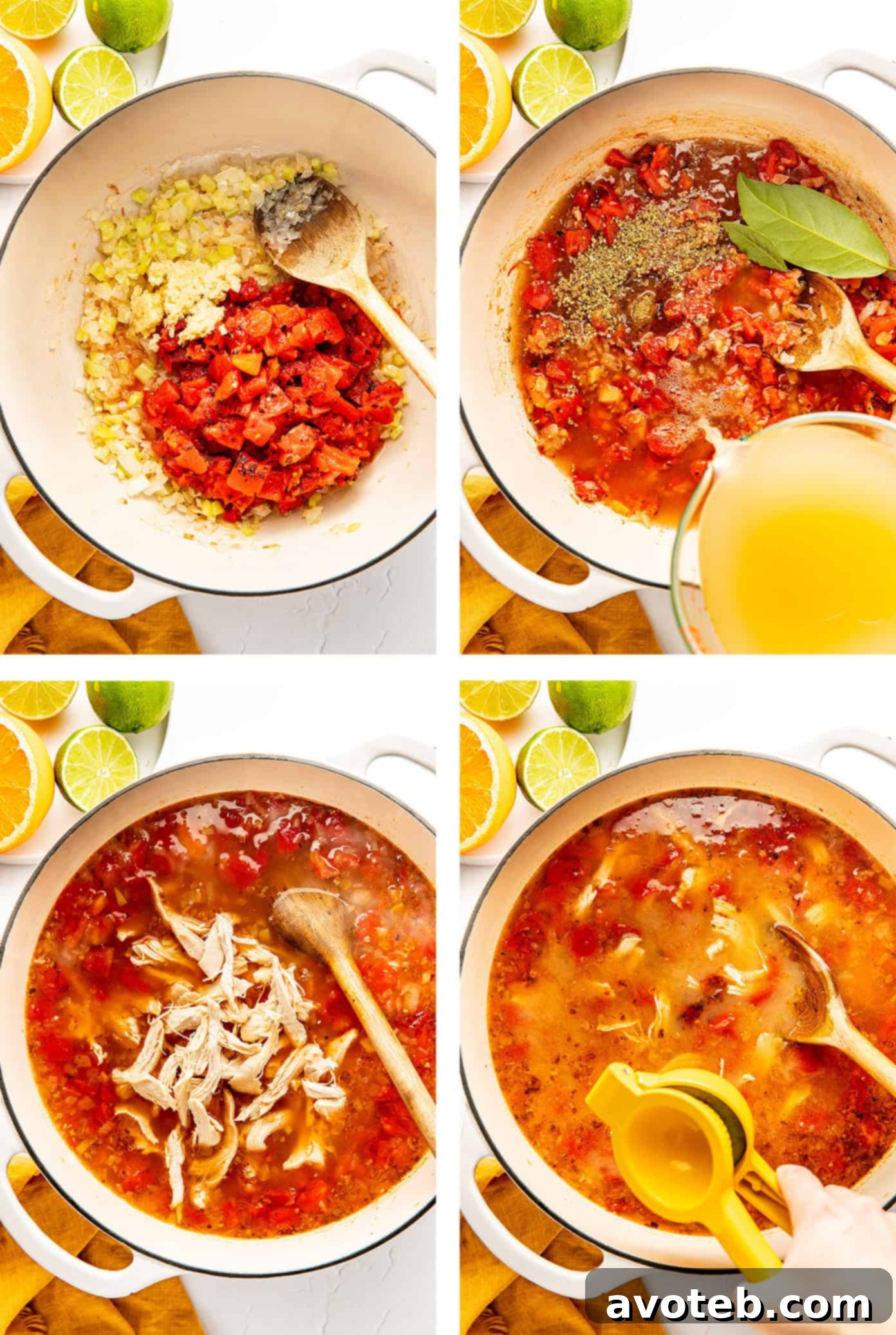 Cooking process of Sopa de Lima