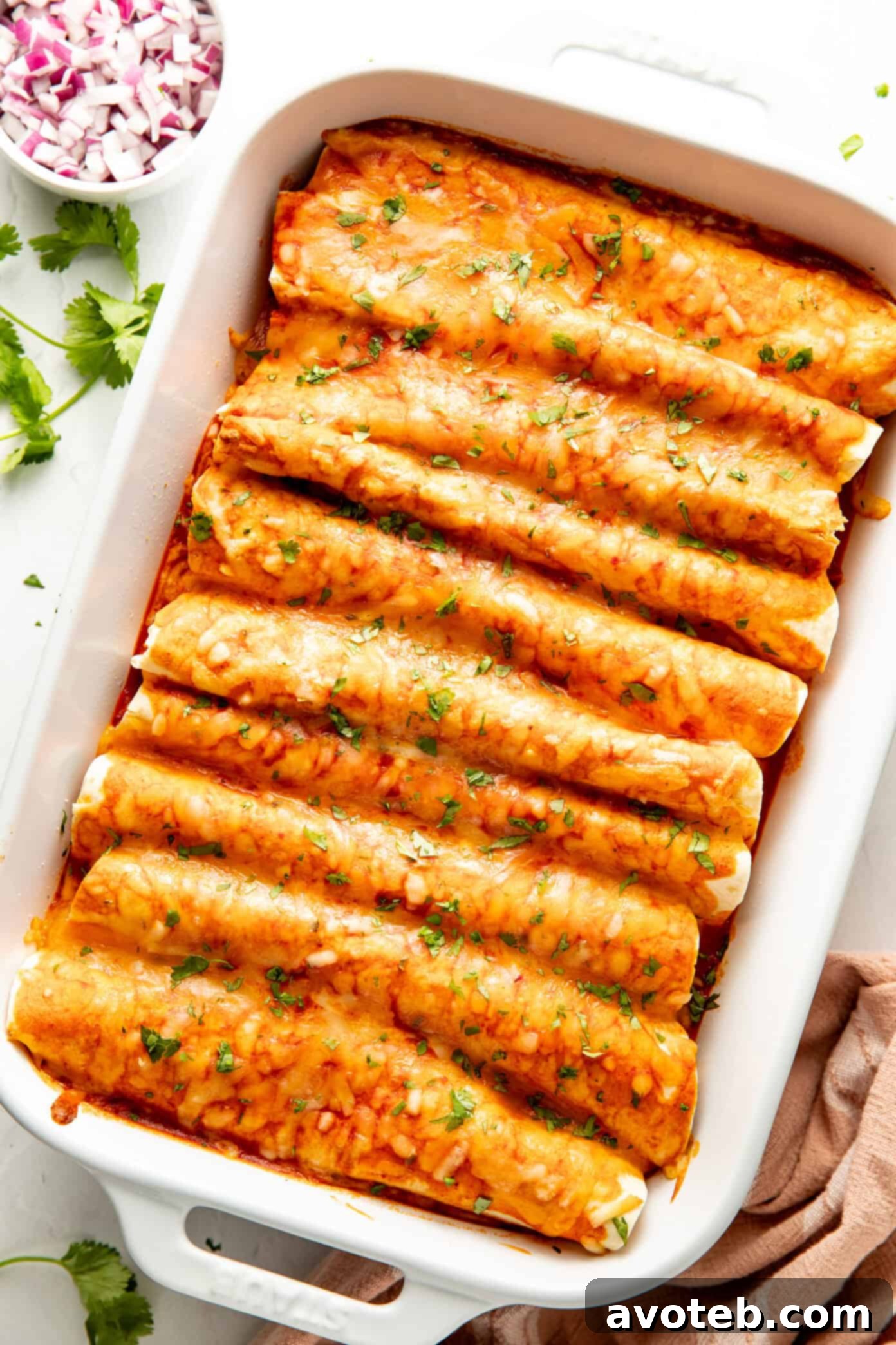 Close up shot of breakfast enchiladas
