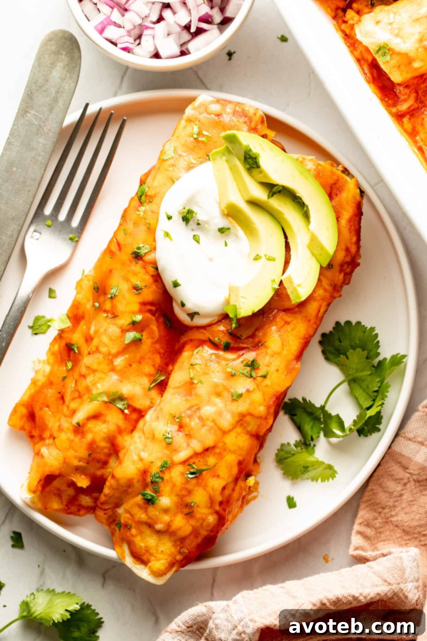Breakfast enchiladas with toppings