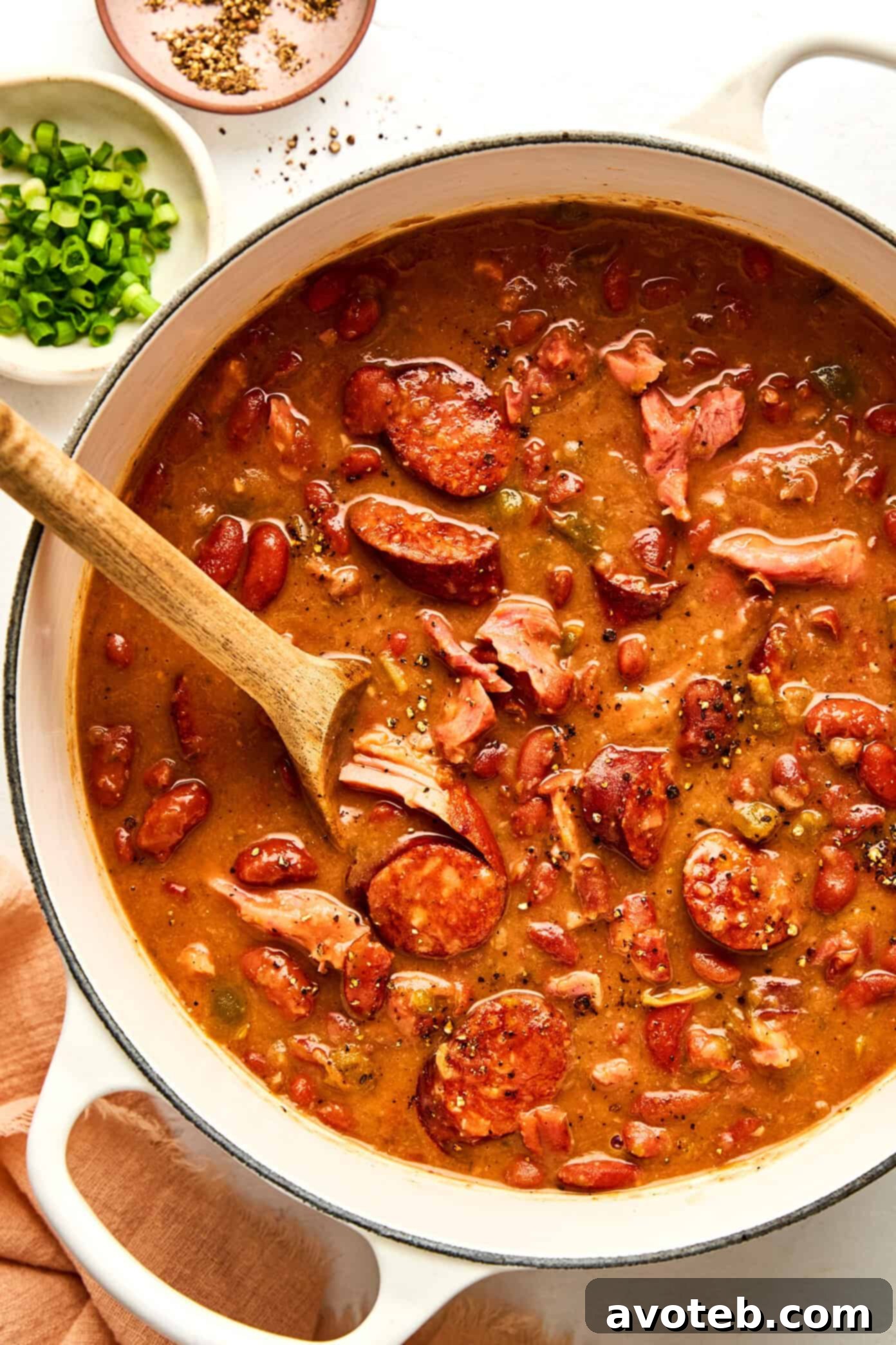 A delicious pot of red beans and rice