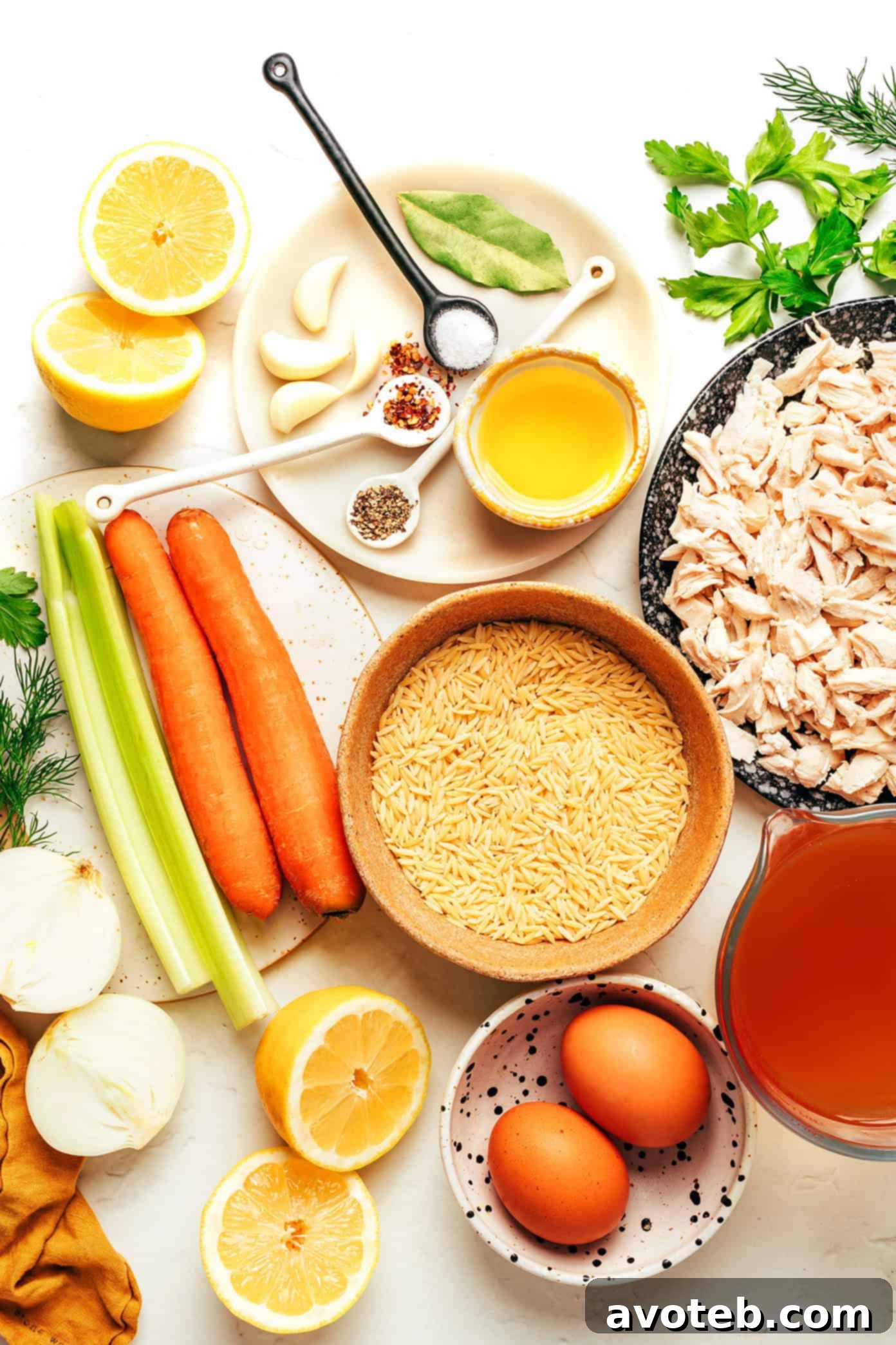 Preparing Lemony Orzo Chicken Soup