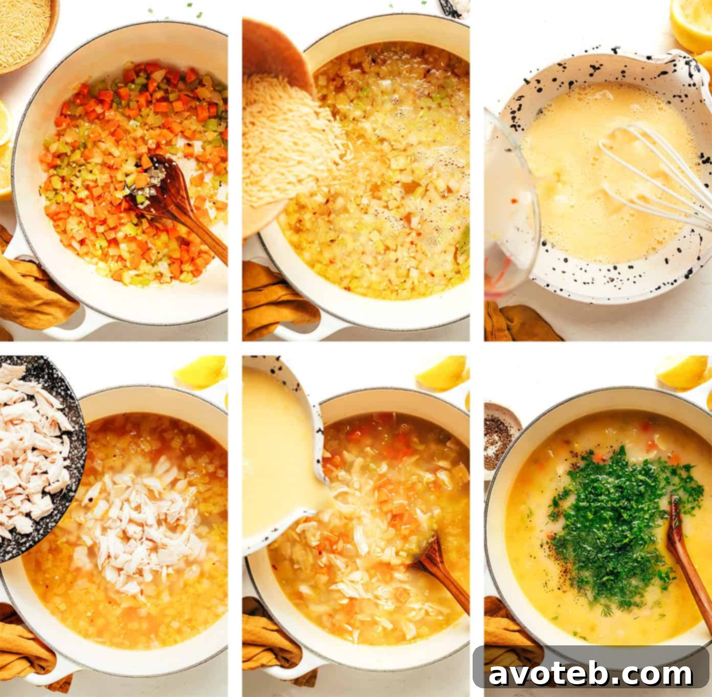 Serving Lemony Orzo Chicken Soup