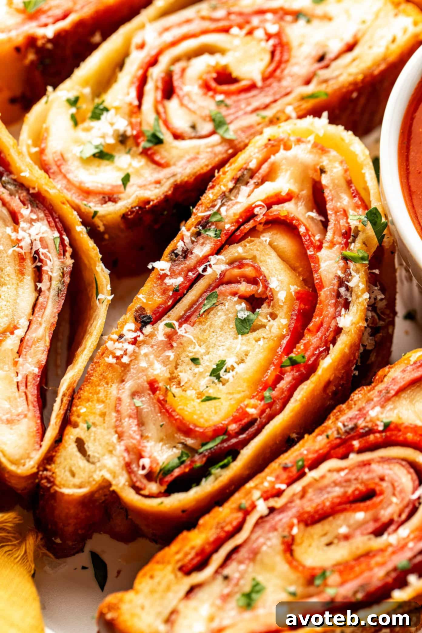 Close up shot of a stromboli