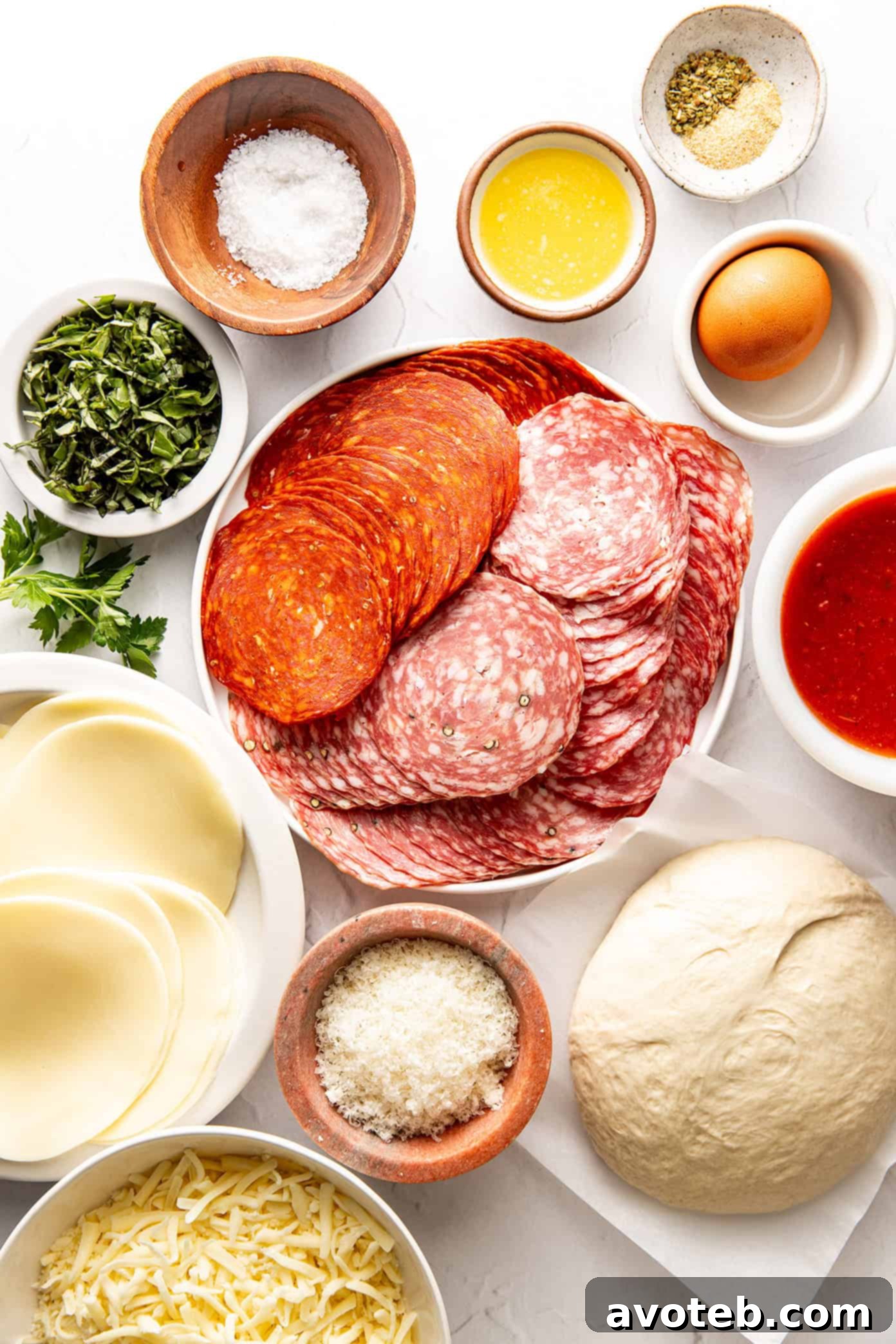 Stromboli ingredients laid out