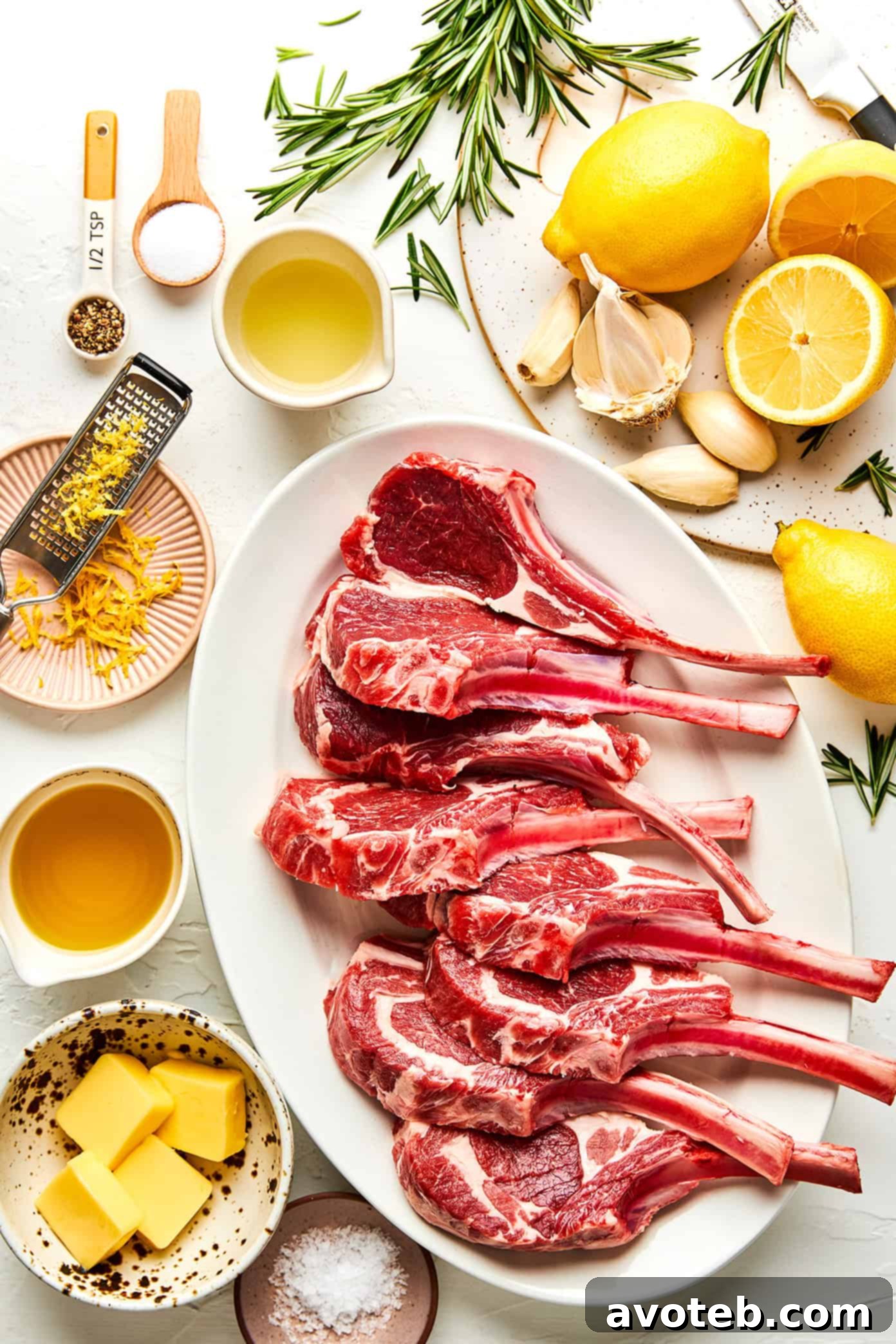 Lamb chops marinating in garlic rosemary mixture