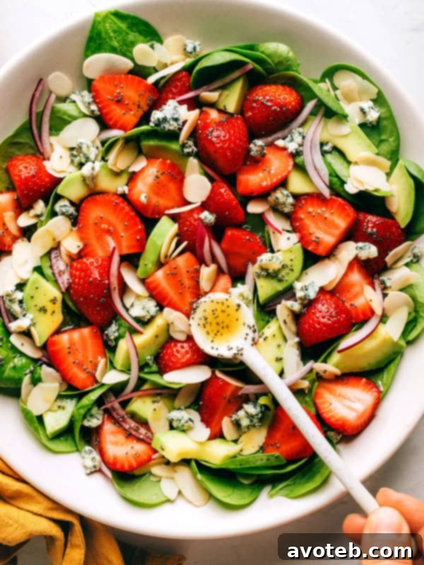 Strawberry Avocado Spinach Salad with Poppyseed Dressing