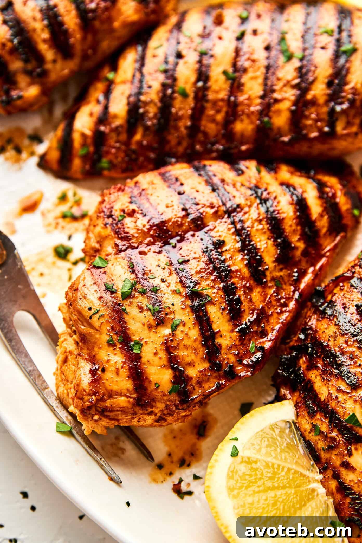 grilled chicken breasts closeup