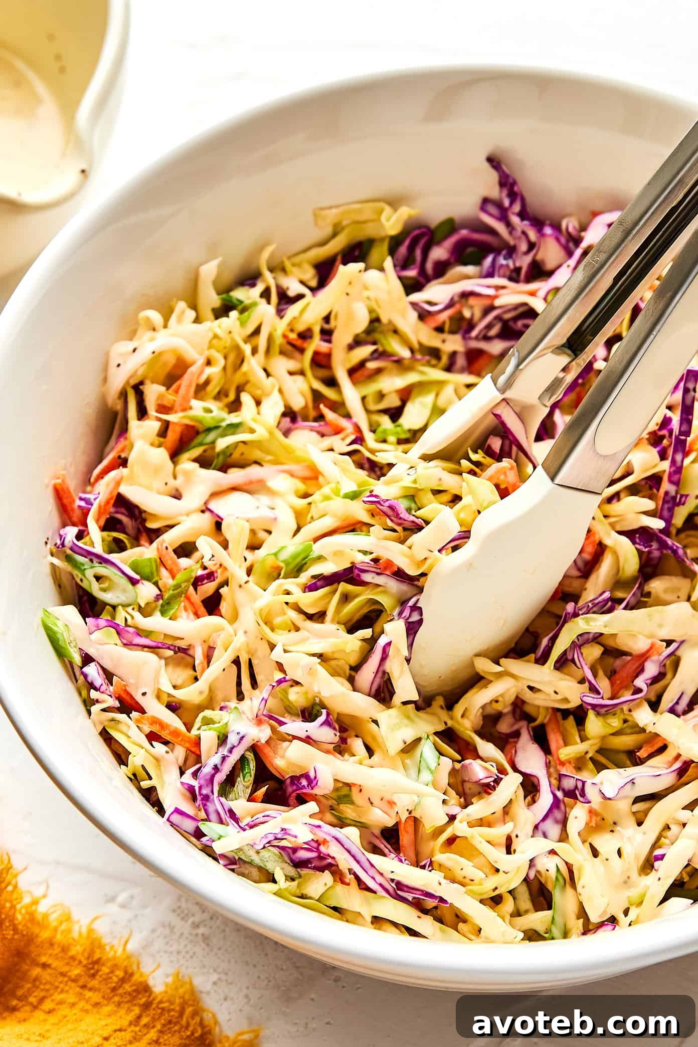 homemade coleslaw closeup