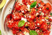 Watermelon Feta Salad with Mint and Balsamic Glaze