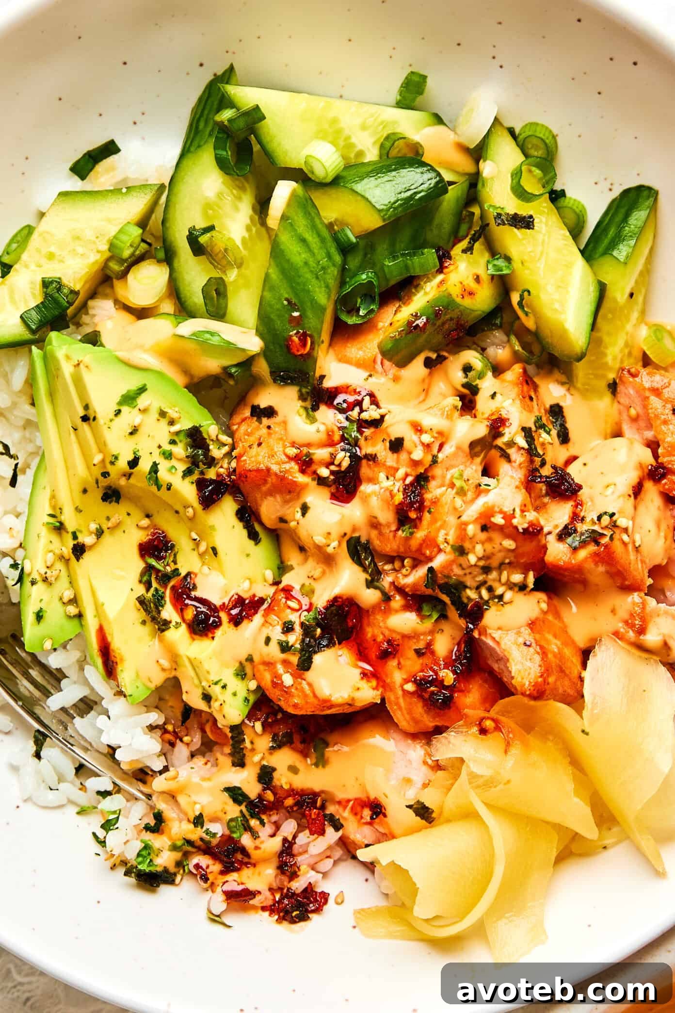 Spicy Salmon Sushi Bowl Recipe for Homemade Poke Night 6 img 102066 5