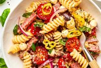 Classic Italian Pasta Salad with Olives and Cherry Tomatoes