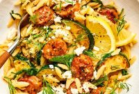 One-Pan Mediterranean Chicken Sausage Orzo Recipe