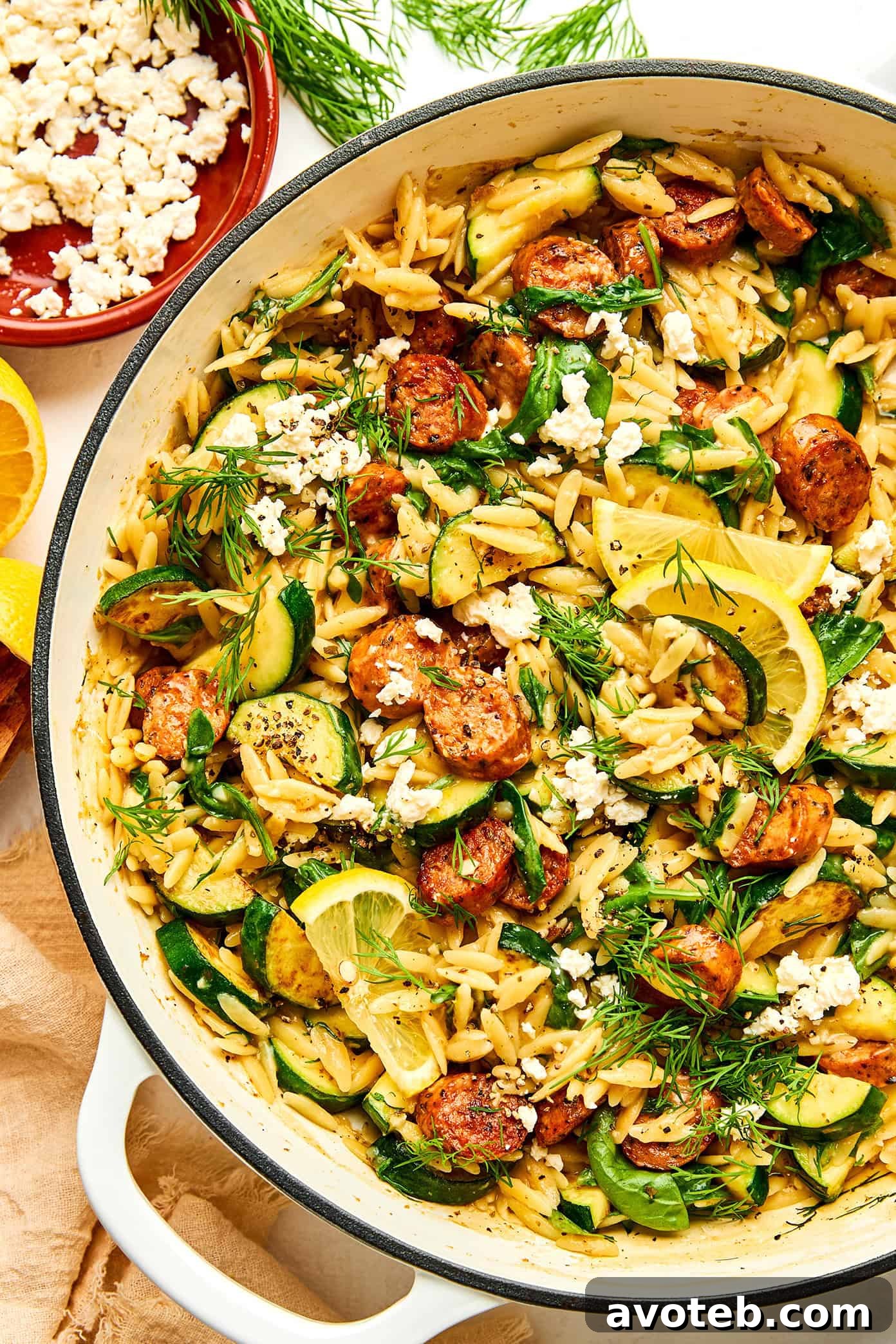 One-Pan Mediterranean Chicken Sausage Orzo Recipe 6 img 104255 5