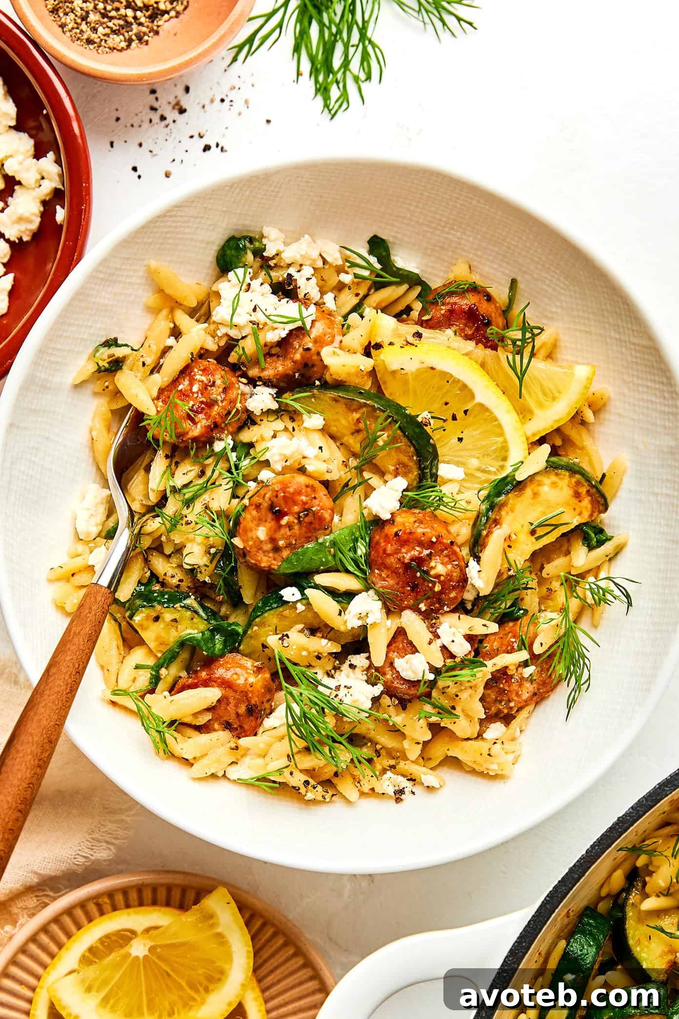 One-Pan Mediterranean Chicken Sausage Orzo Recipe 7 img 104255 6