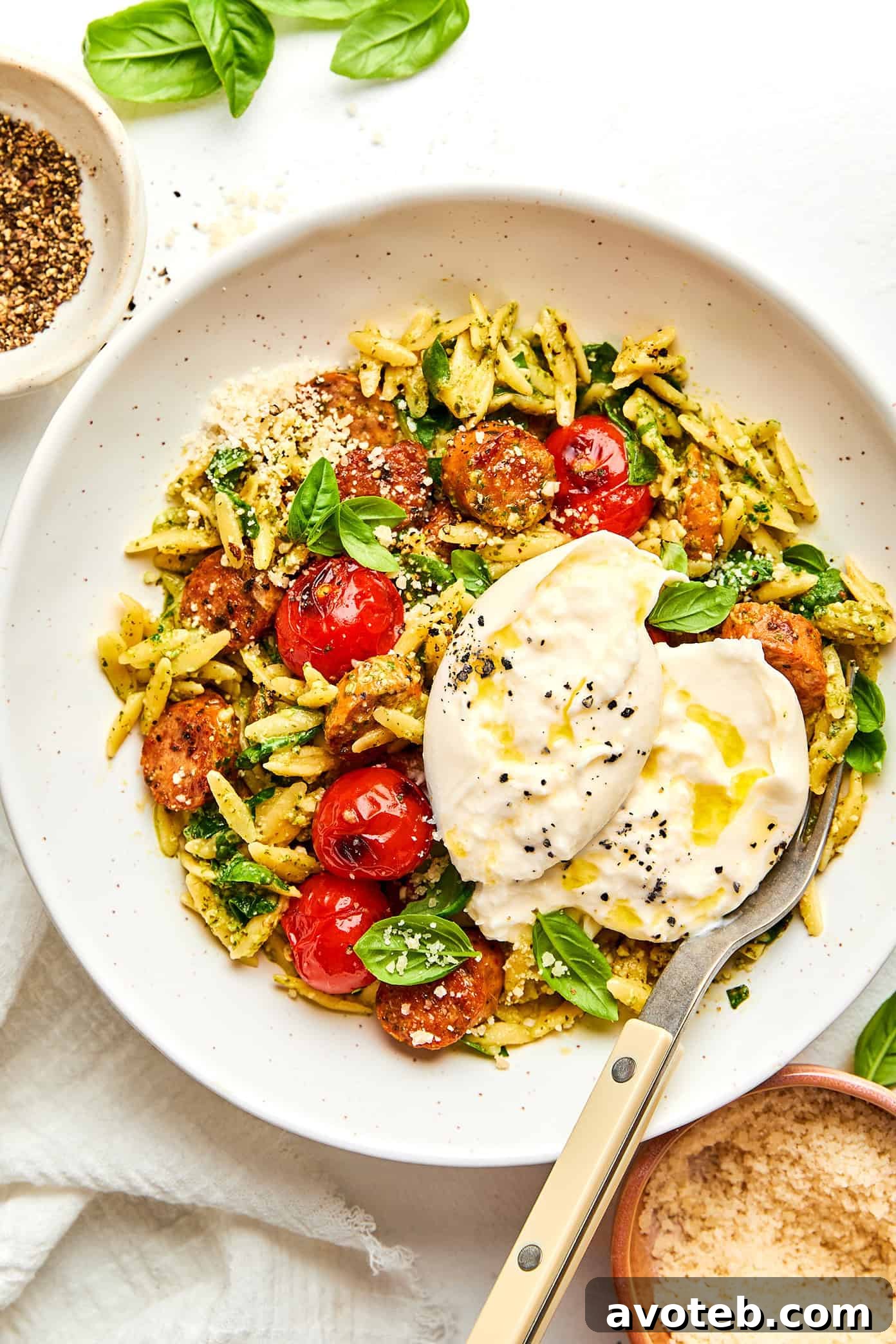 One-Pan Pesto Orzo with Sausage and Cherry Tomatoes 7 img 104443 10