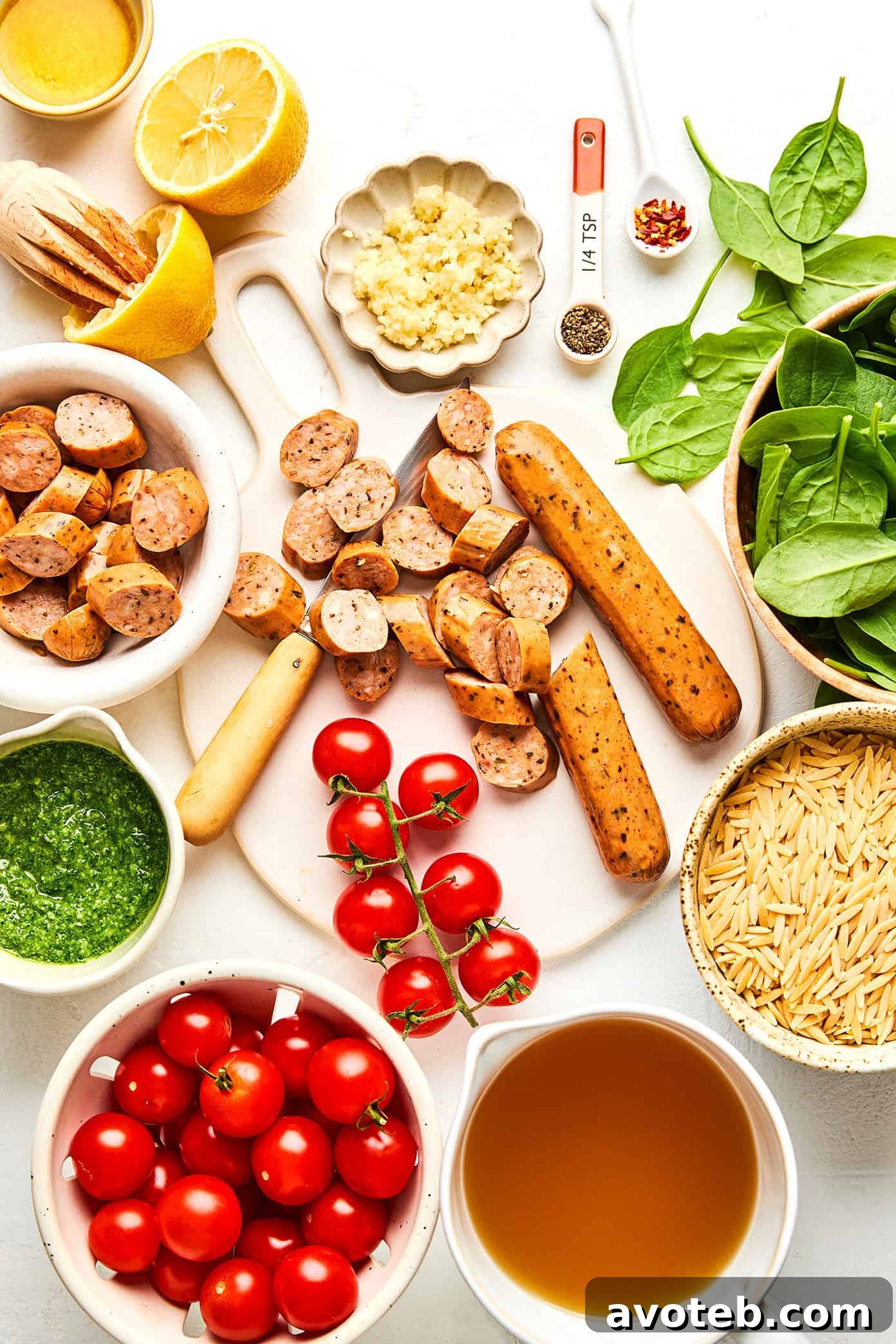 One-Pan Pesto Orzo with Sausage and Cherry Tomatoes 4 img 104443 3