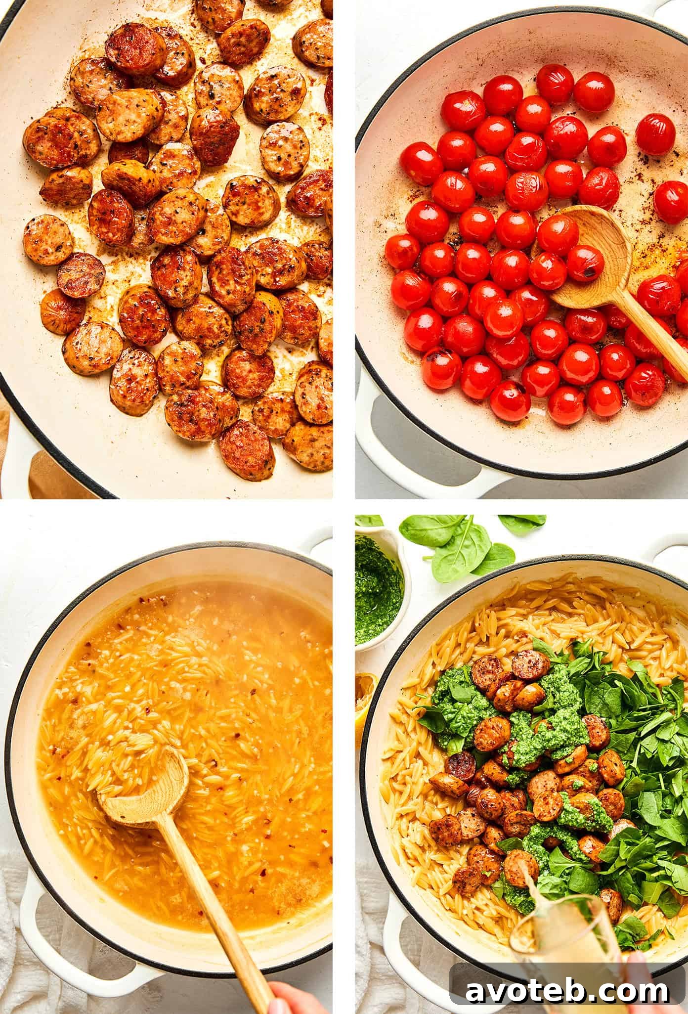 One-Pan Pesto Orzo with Sausage and Cherry Tomatoes 5 img 104443 4
