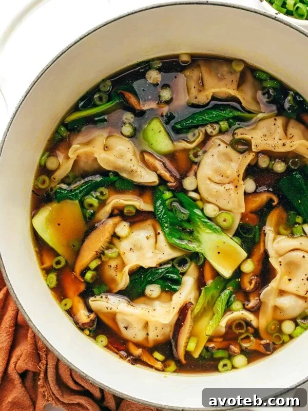 7 Trader Joe's Dinners for a Weeknight Meal Plan 12 Dutch oven of potsticker soup with dumplings, bok choy, shiitake mushrooms and scallions